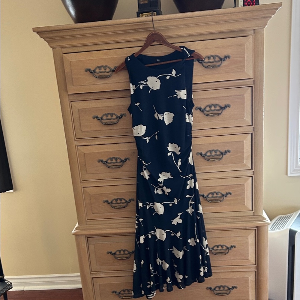 Rails Navy Midi Dress with White Floral Print